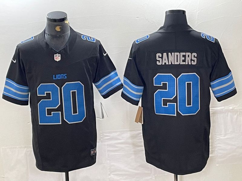 Men Detroit Lions 20 Sanders Black Three generations 2024 Nike Vapor F.U.S.E. Limited NFL Jersey